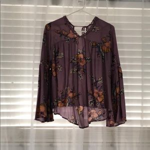 Purple bell sleeve shirt